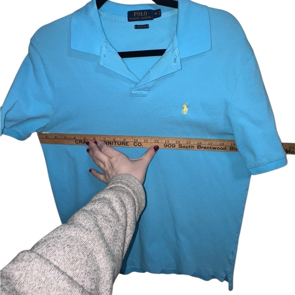 Polo Ralph Lauren Men’s Medium Classic Fit Blue Polo Shirt Cotton - Picture 7 of 9